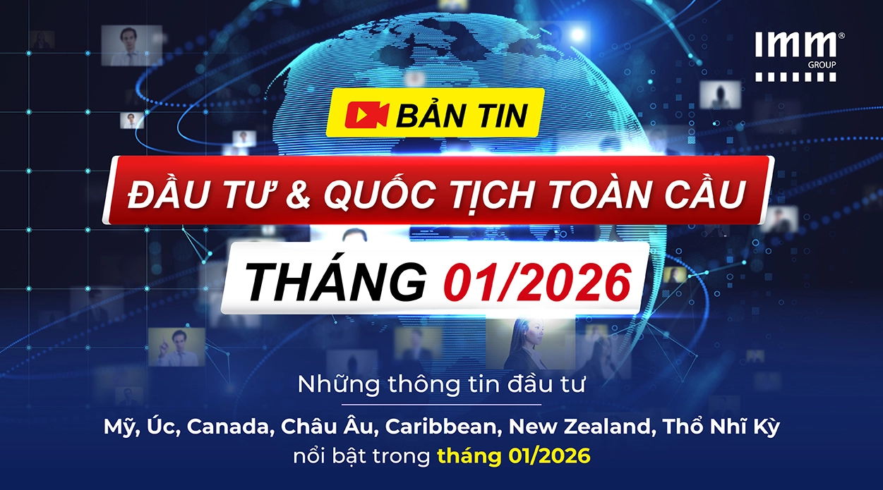 Bản Tin Đầu Tư & Quốc Tịch Toàn Cầu – Thông tin đầu tư Mỹ, Úc, Canada, Châu Âu, Caribbean, Thổ Nhĩ Kỳ, New Zealand nổi bật trong tháng 01/2026