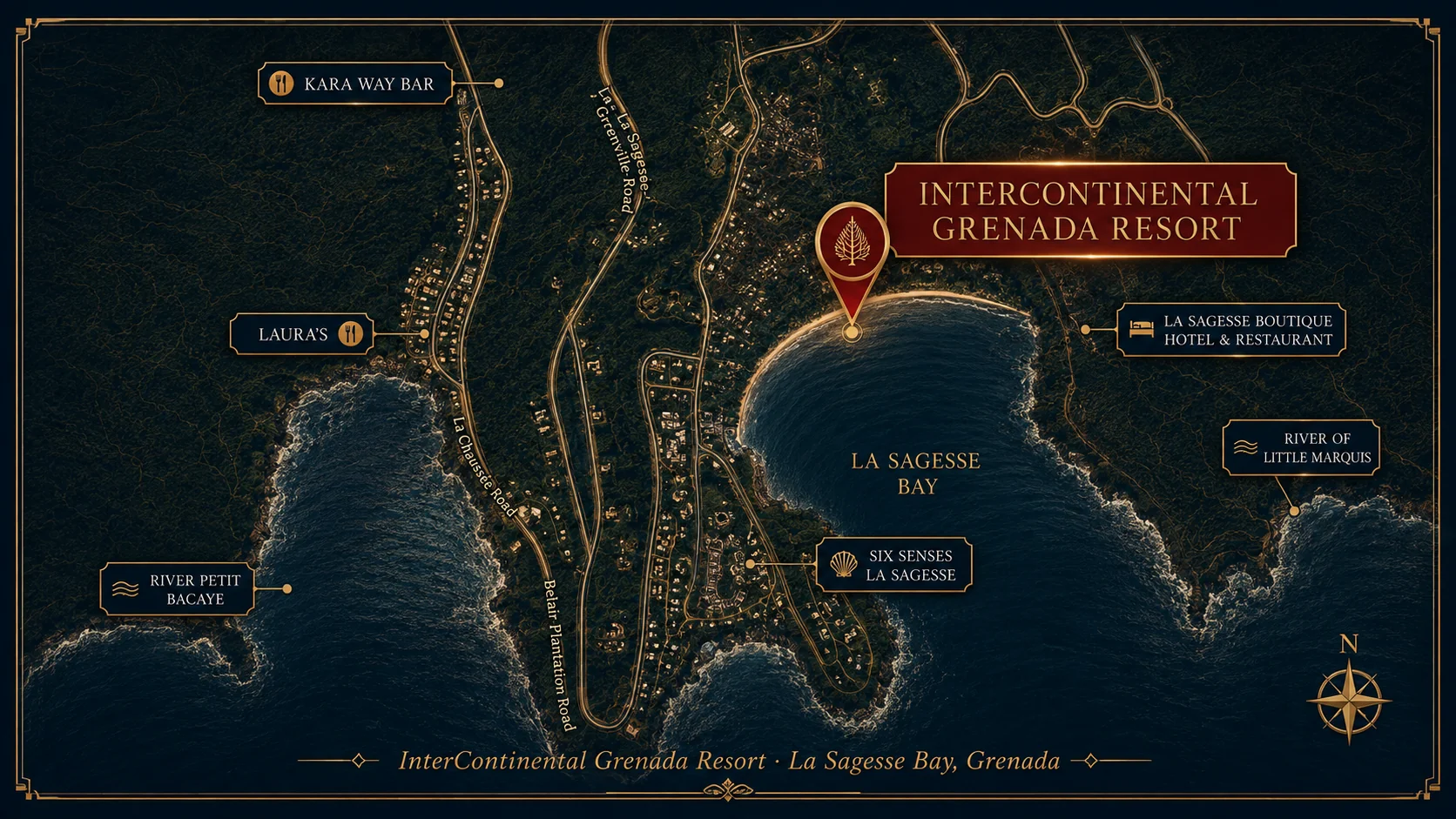 Location of InterContinental Grenada Resort at La Sagesse, Grenada