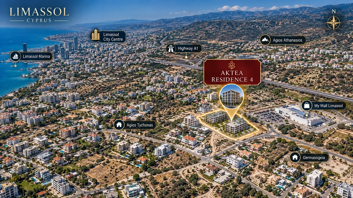 Map showing the location of Aktea Residences 4 in Limassol, Cyprus