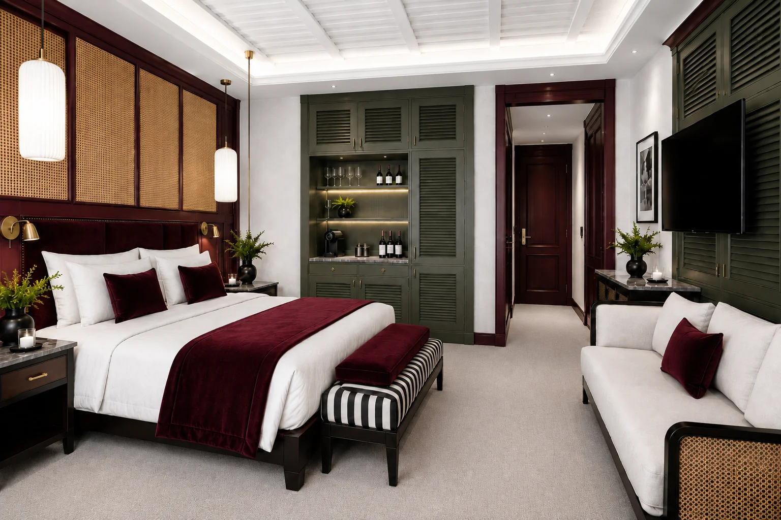 Phòng ngủ quy mô junior suite tại Athena Arts House
