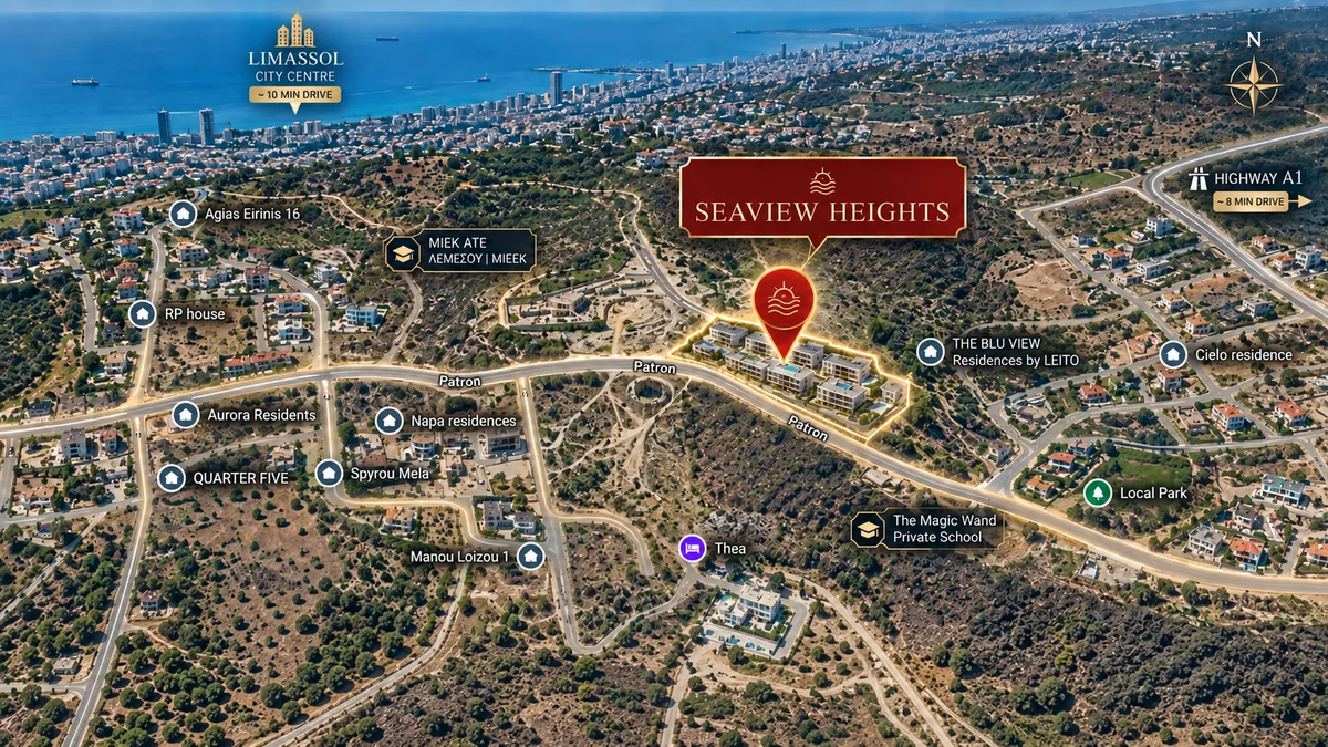 Location map of the Seaview Heights project in Limassol, Cyprus