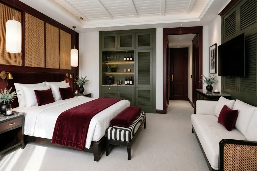 Rendering of a suite at Athena Arts House, a 60-suite boutique hotel in Athens